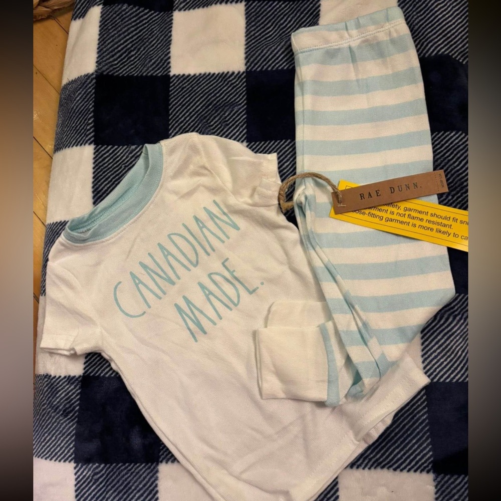 Rae Dunn Kids Pajamas - Light Blue and White Set